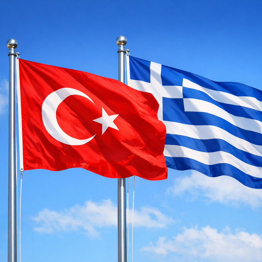 Turkey-Greece flag illustration